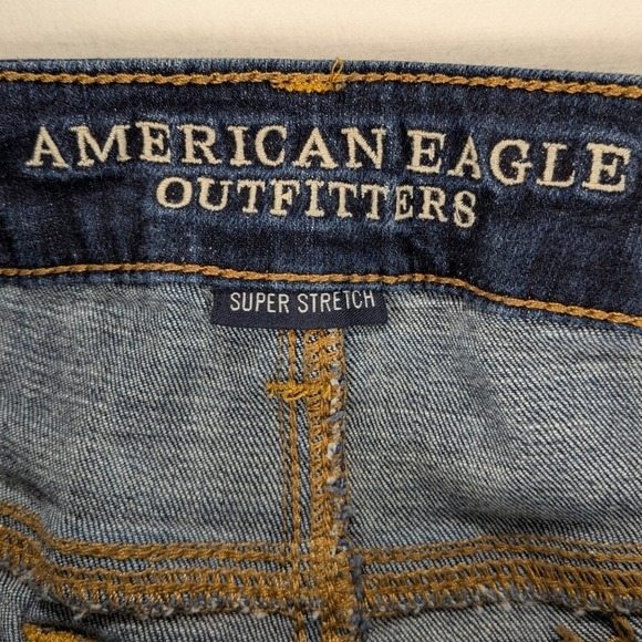 American Eagle Skinny Kick Boot Jeans Womens 10s Denim Low Rise Flare Preppy Y2k - Picture 5 of 9